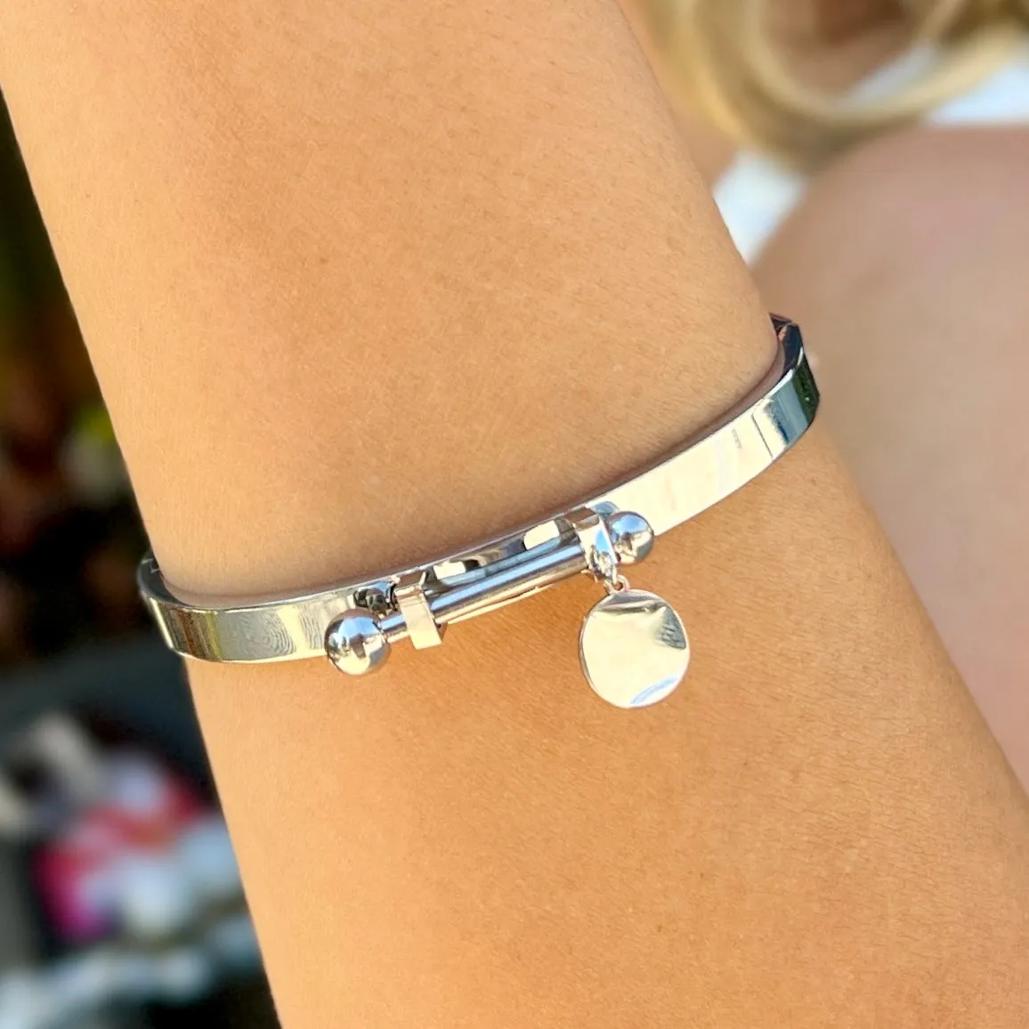 Stamp Silver Bangle
