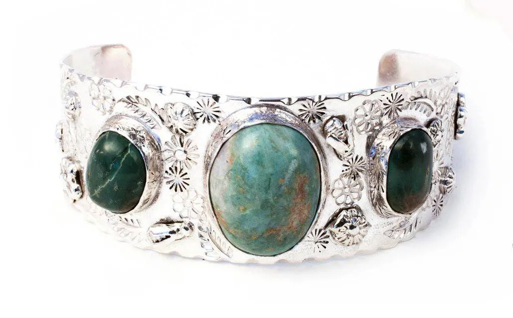 Stamped Gemstone Cuff