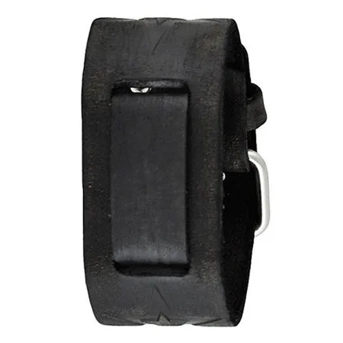 Star Embossed Distressed Black Leather Cuff