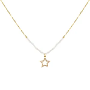 Star X Pearl Chain Necklace