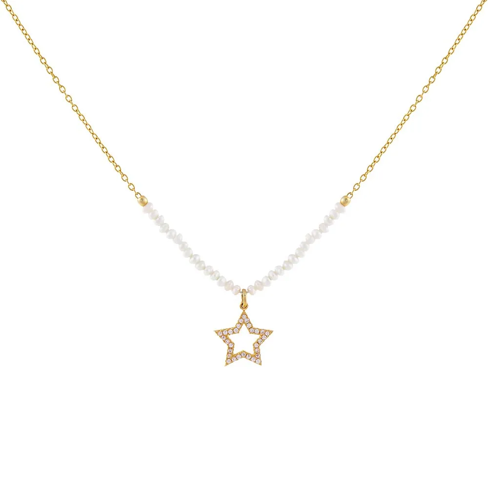 Star X Pearl Chain Necklace