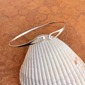 Sterling Silver .02 CT Diamond Open Bangle Cuff Bracelet