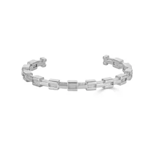 Sterling Silver 3D Thin Brick Cuff