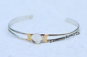 Sterling Silver & Gold Moon Phase Split Shank Bezel Cuff setting