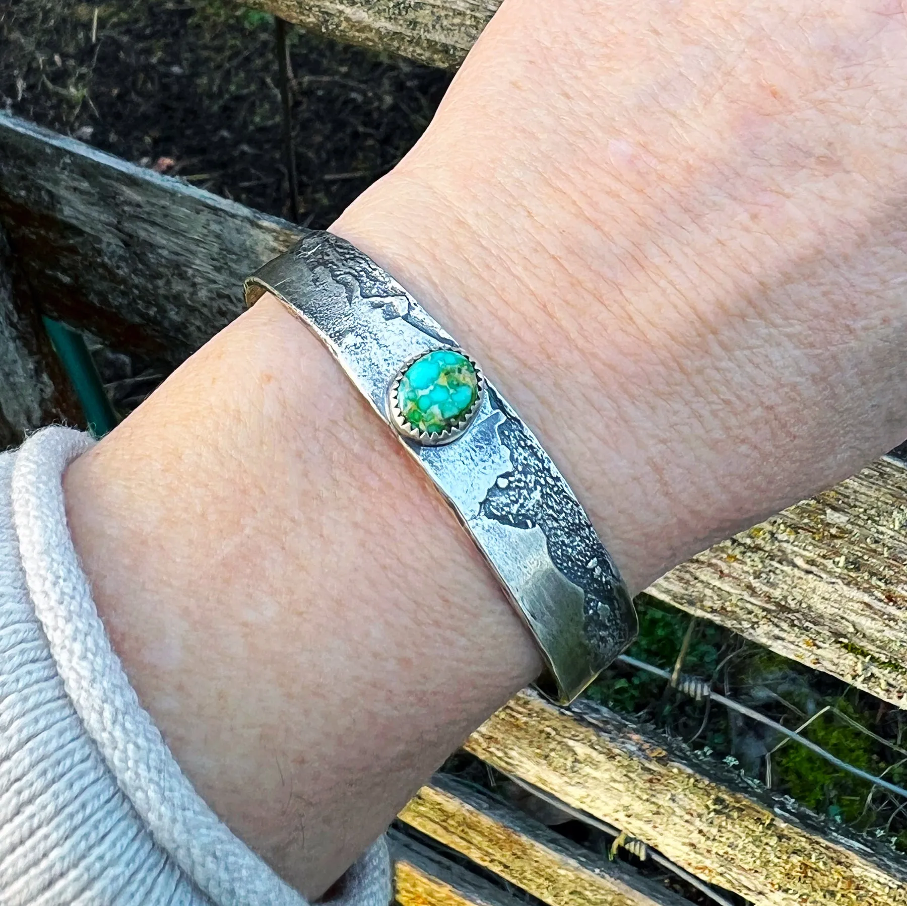 Sterling Silver & Sonoran Gold Turquoise Reticulated Cuff