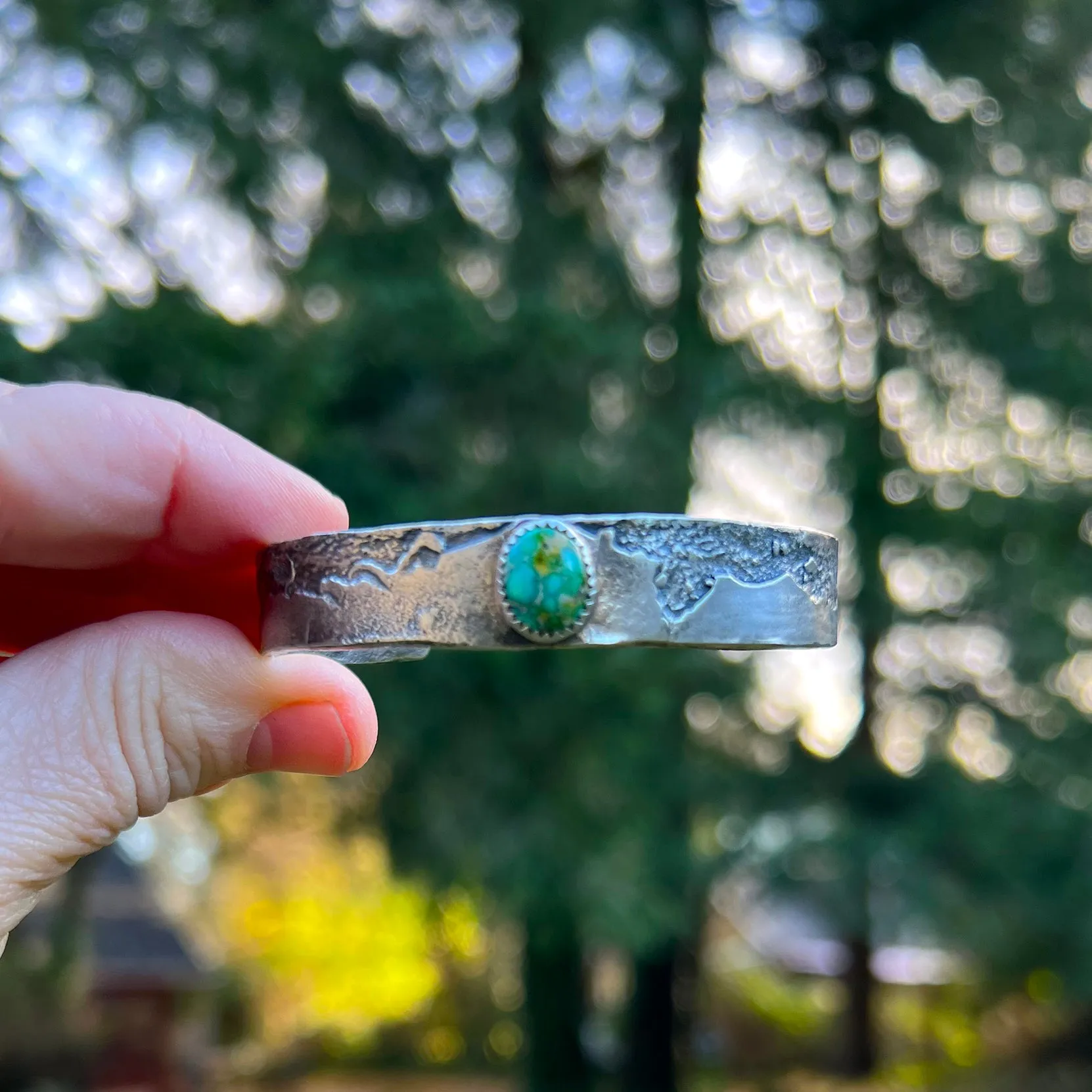 Sterling Silver & Sonoran Gold Turquoise Reticulated Cuff