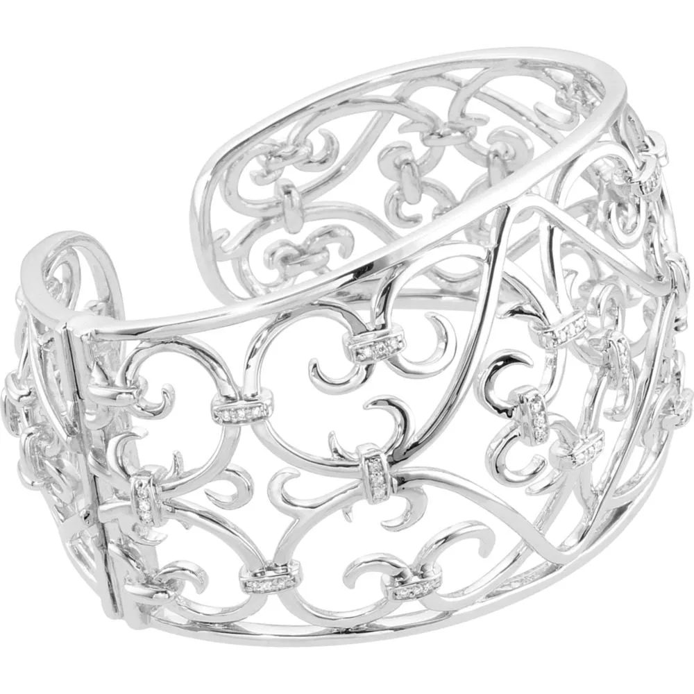 Sterling Silver Filigree Scroll Cuff Bracelet