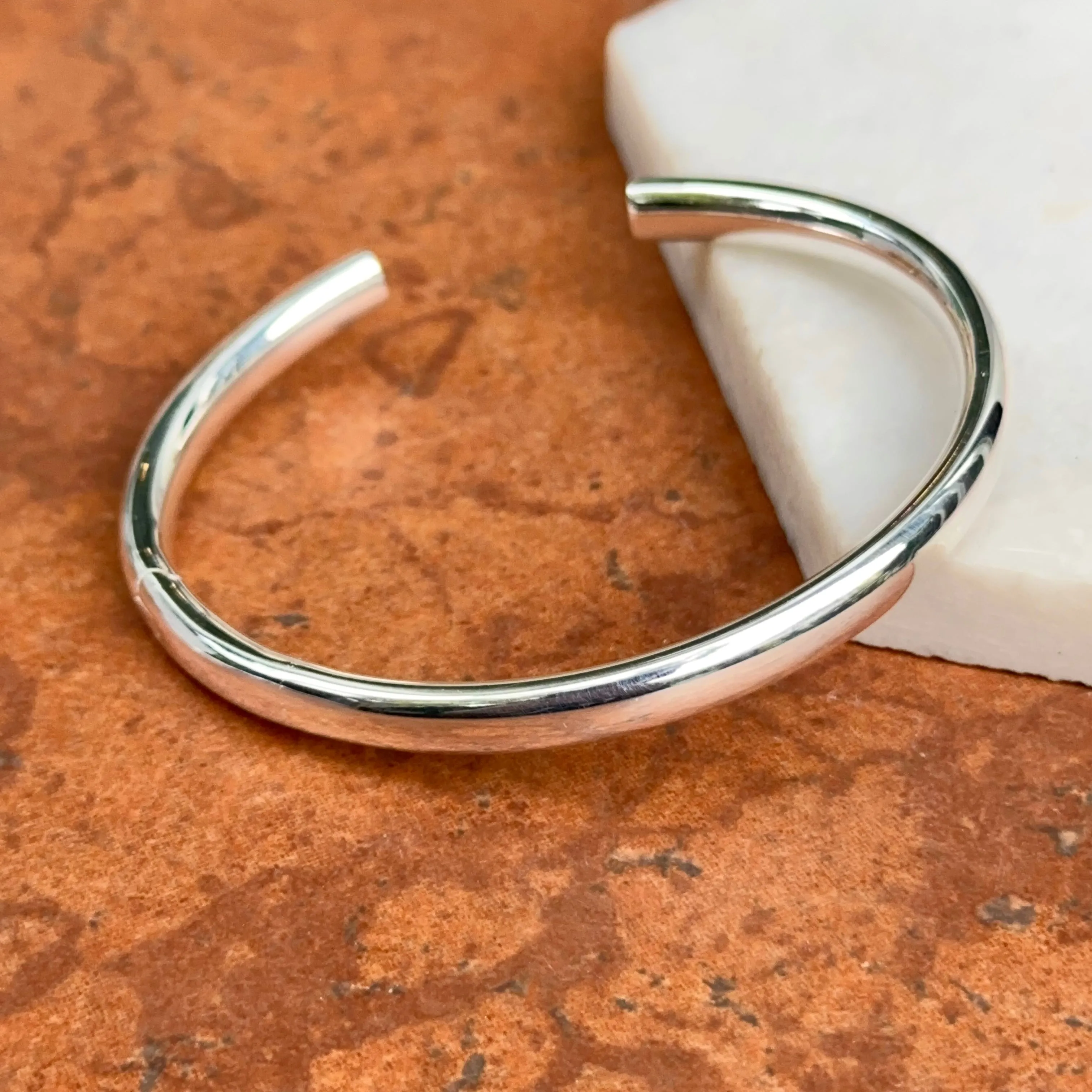 Sterling Silver Rounded 6mm Tube Hinged Bangle Bracelet