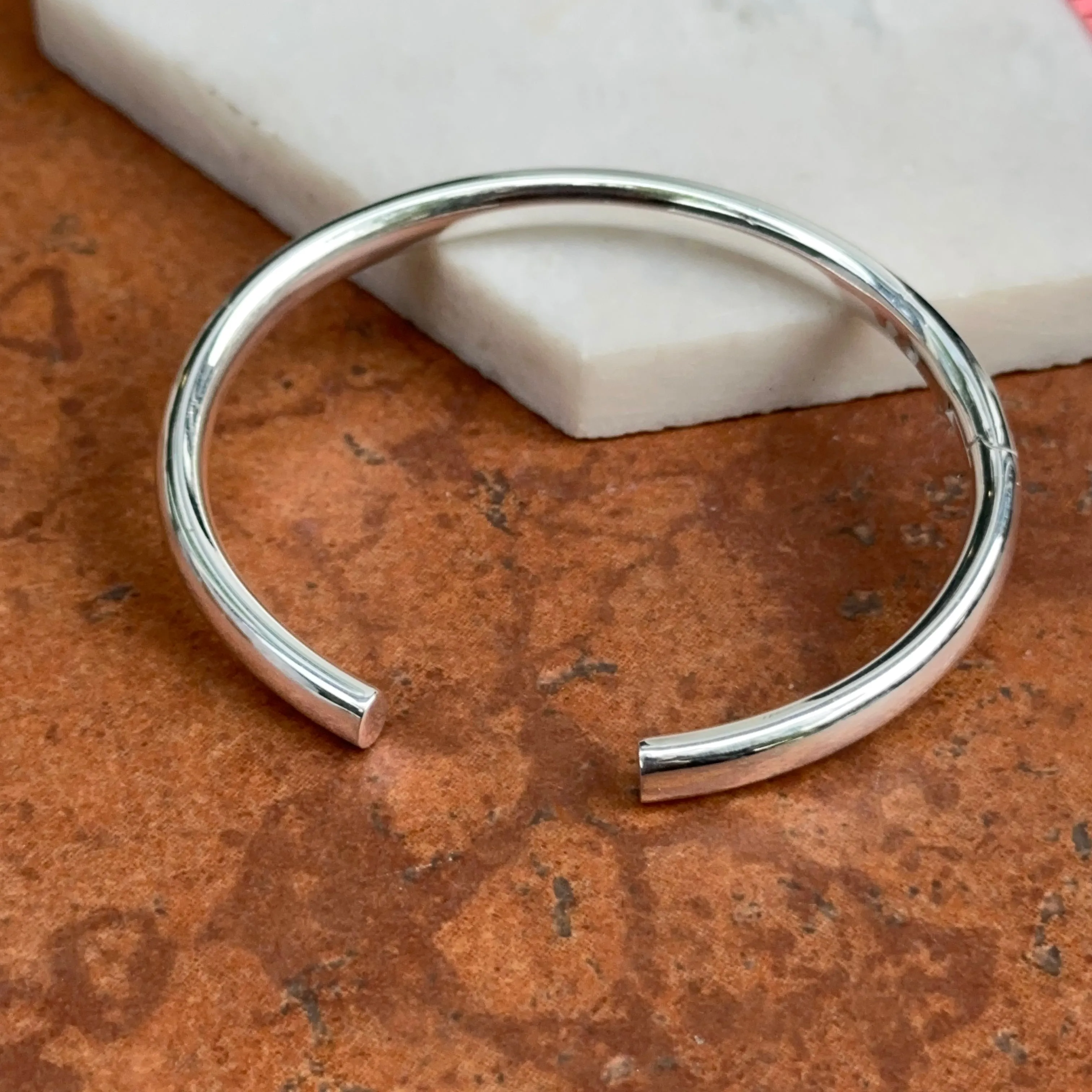 Sterling Silver Rounded 6mm Tube Hinged Bangle Bracelet