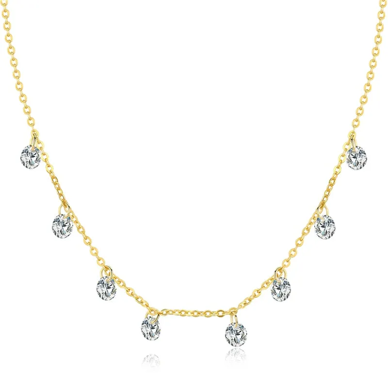 Sterling Silver Sparkling Chokers Necklace For Women