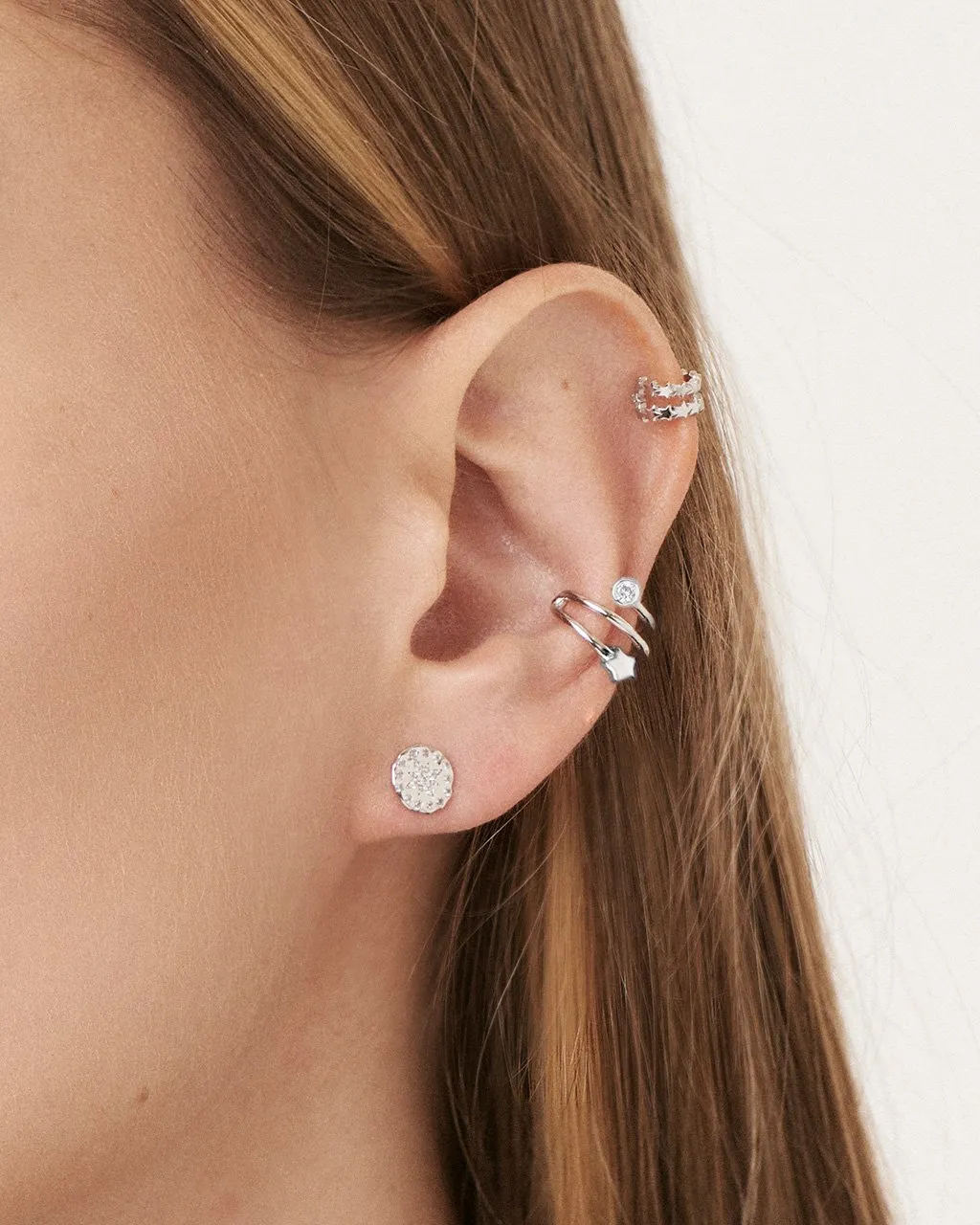 Sterling Silver Star & CZ Ear Cuff