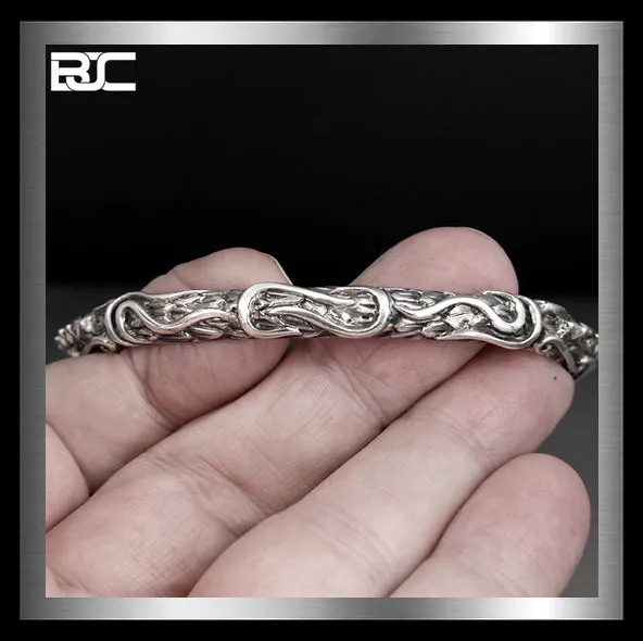 Sterling Silver Viking Dragon Midgard Serpent Torc Armring Norse Cuff Bracelet