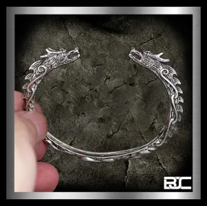Sterling Silver Viking Dragon Midgard Serpent Torc Armring Norse Cuff Bracelet