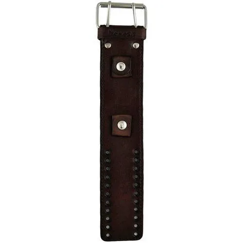 Stitched Brown Leather Wide Cuff