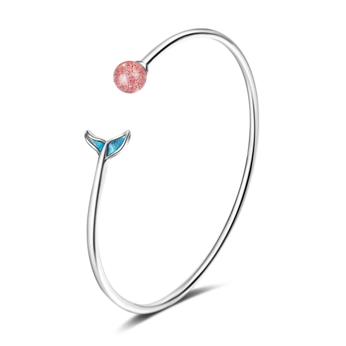 Strawberry Red Crystal & Silver-Plated Fish Tail Cuff