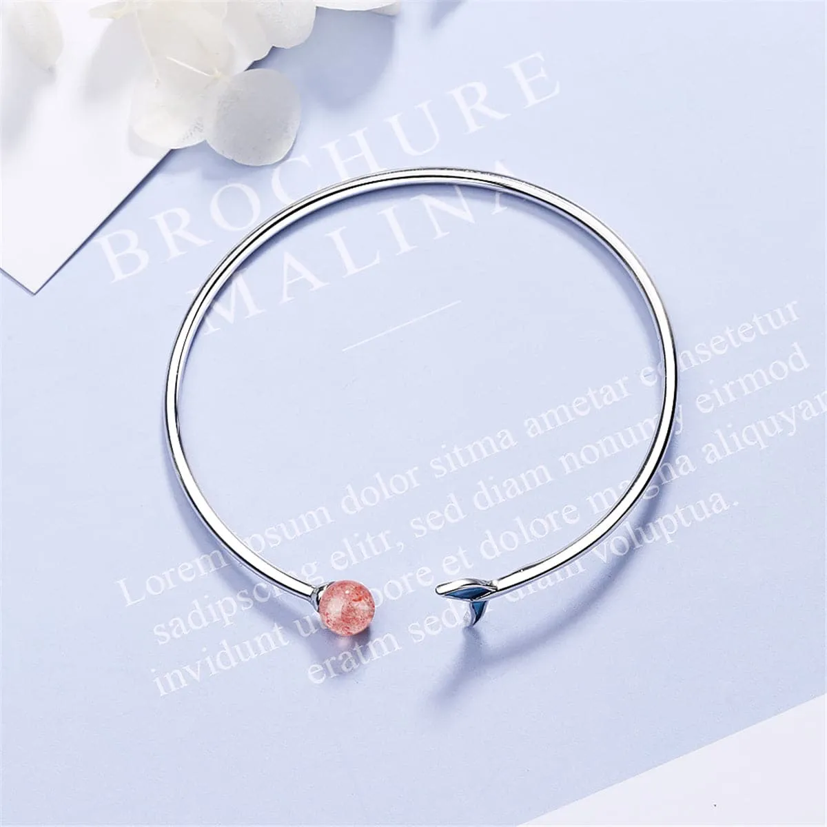 Strawberry Red Crystal & Silver-Plated Fish Tail Cuff