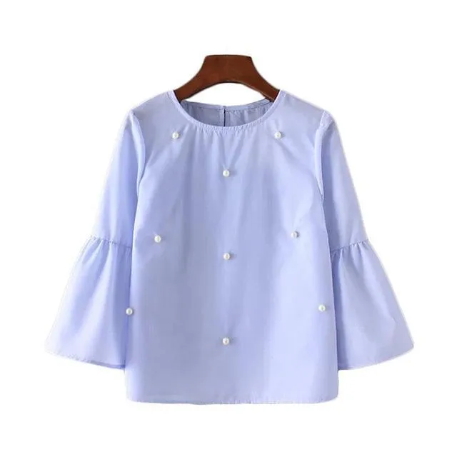 Striped Beading Blouse