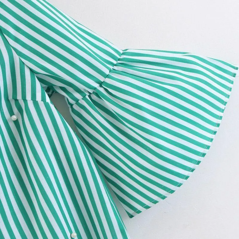 Striped Beading Blouse