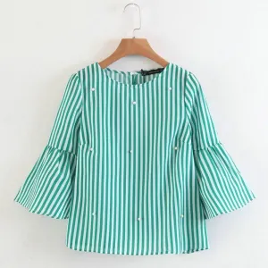 Striped Beading Blouse