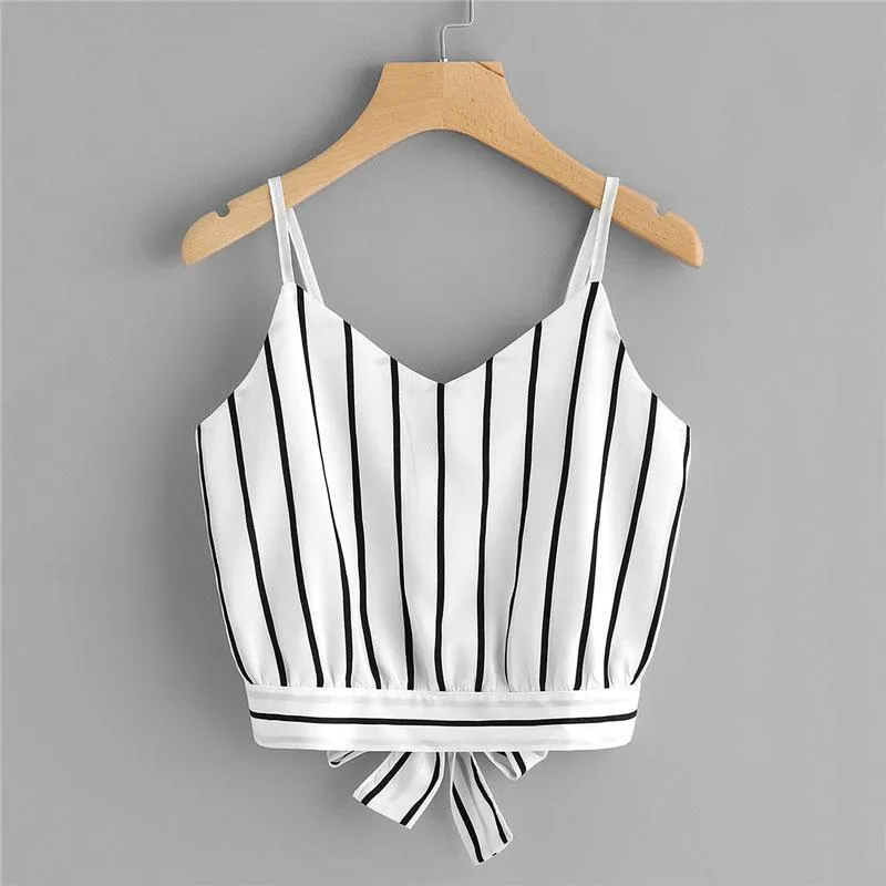 Striped Bow Tie Crop Top