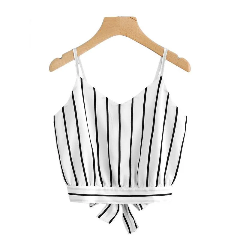 Striped Bow Tie Crop Top
