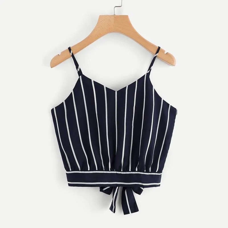 Striped Bow Tie Crop Top