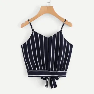 Striped Bow Tie Crop Top