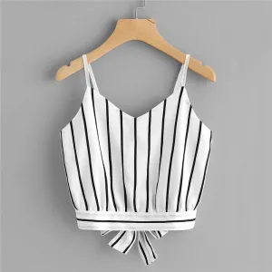 Striped Bow Tie Crop Top