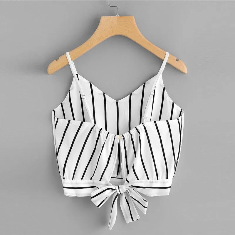 Striped Bow Tie Crop Top