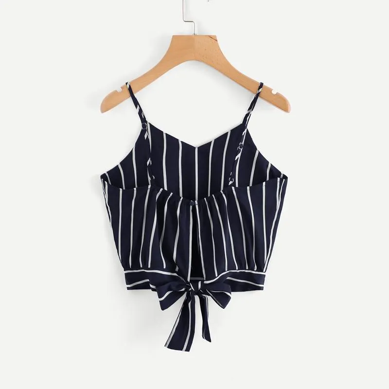 Striped Bow Tie Crop Top
