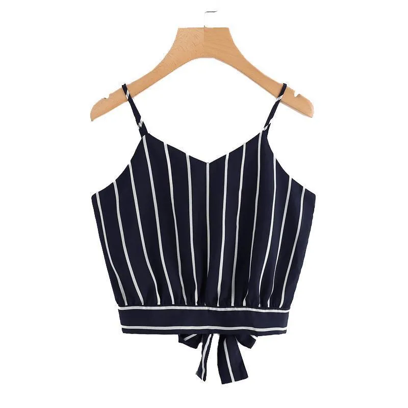 Striped Bow Tie Crop Top