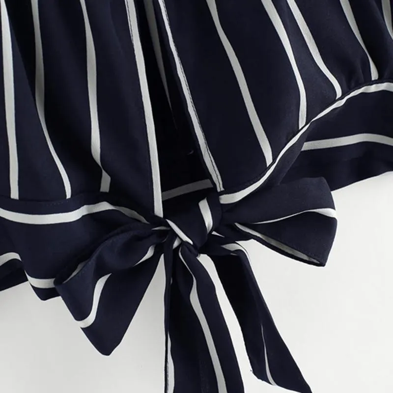 Striped Bow Tie Crop Top