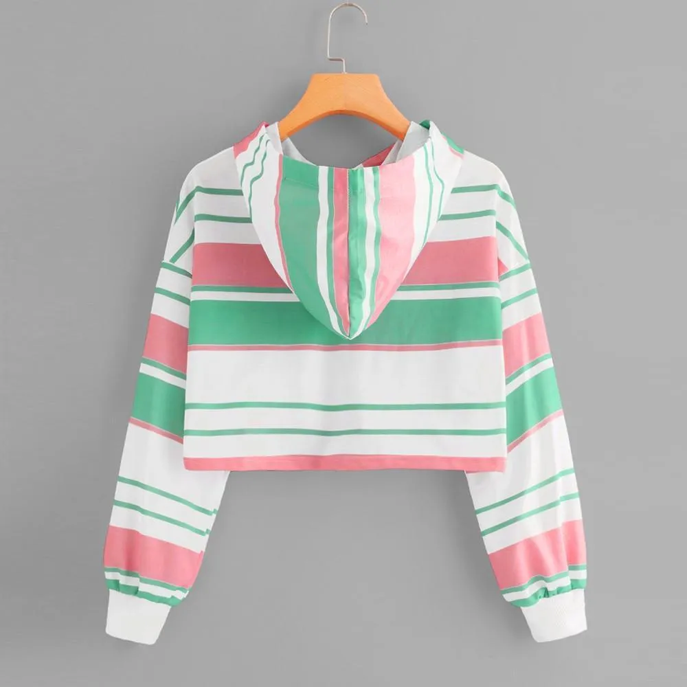 Striped Crop Hoodie