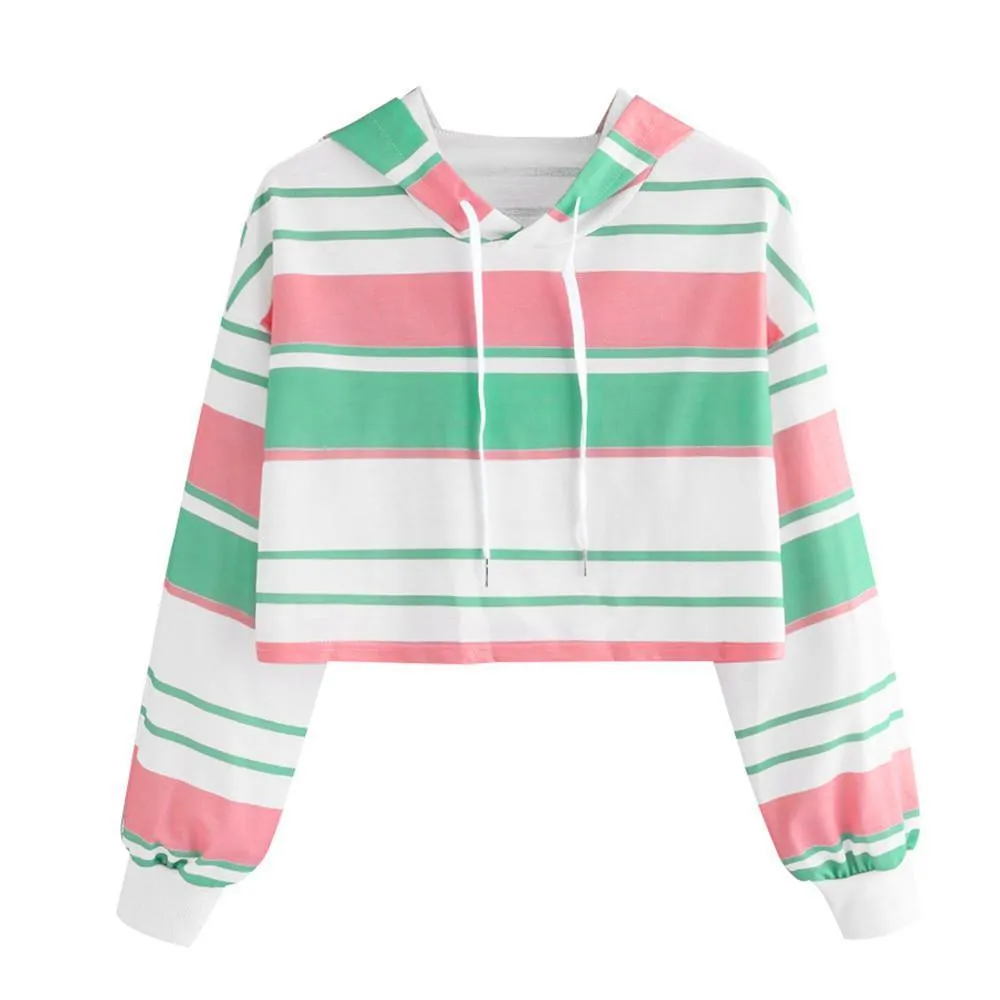 Striped Crop Hoodie
