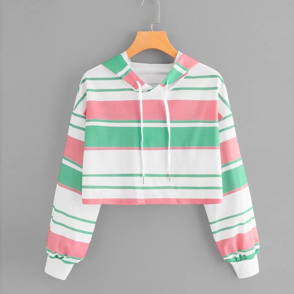 Striped Crop Hoodie