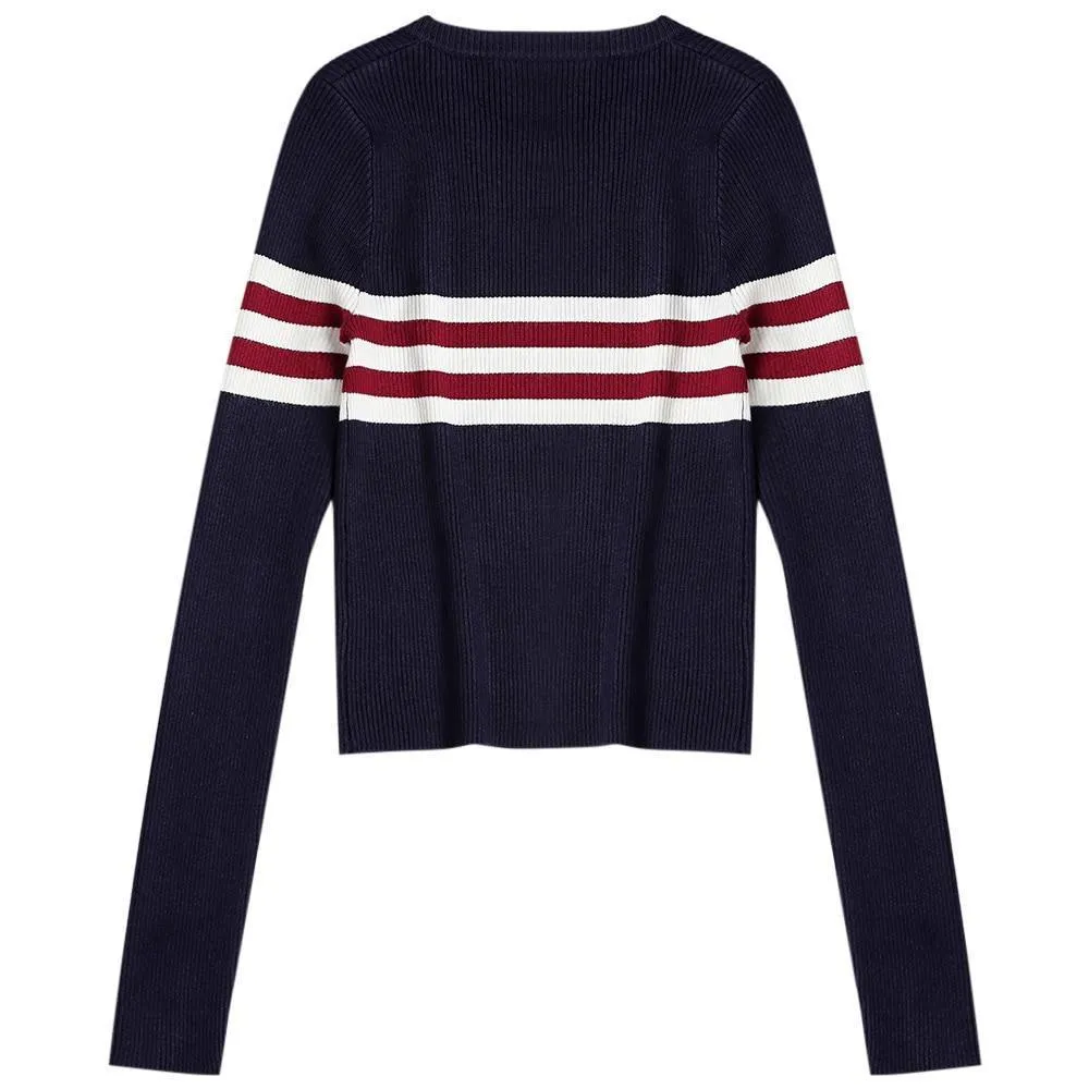 Striped Crop Knitted Sweater