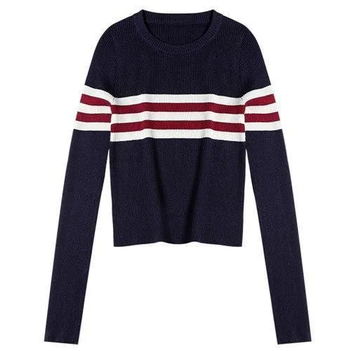 Striped Crop Knitted Sweater