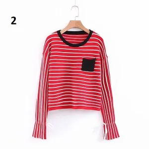 Striped Flare Sleeve Sweater
