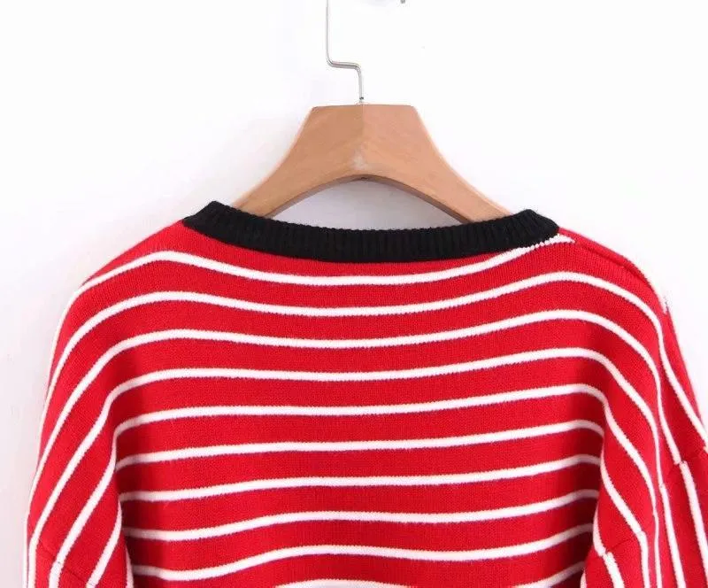 Striped Flare Sleeve Sweater