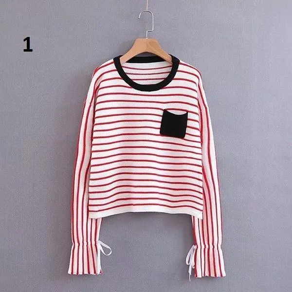 Striped Flare Sleeve Sweater