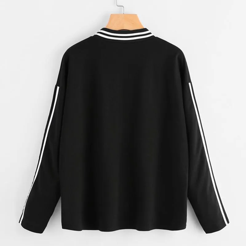Striped Stand Collar Sweatshirt
