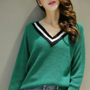 Striped V-Neck Sweater