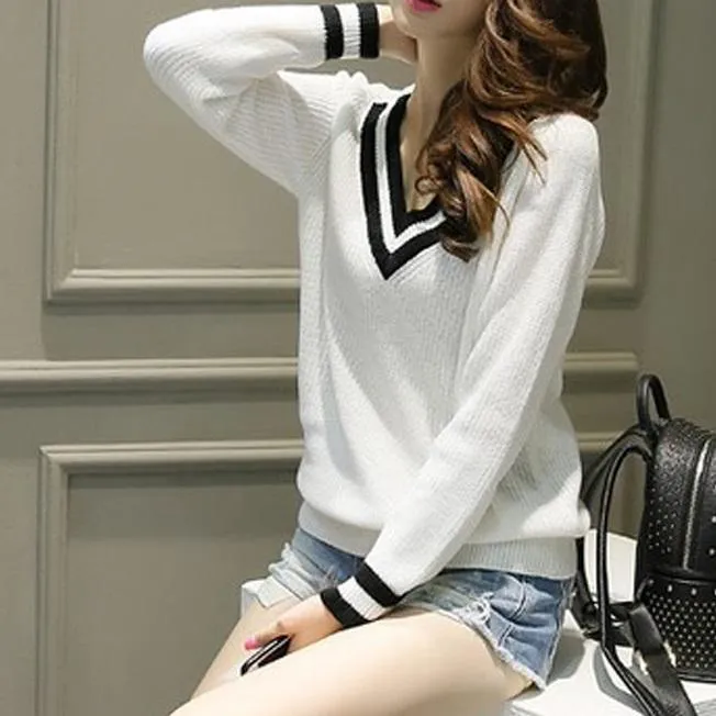 Striped V-Neck Sweater