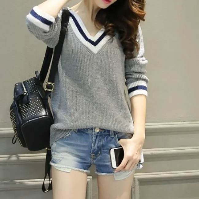 Striped V-Neck Sweater