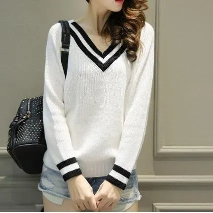 Striped V-Neck Sweater