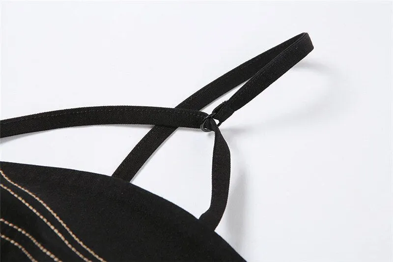 Summer black suspender women's blouse