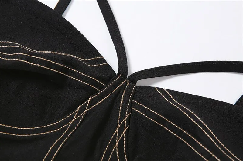 Summer black suspender women's blouse