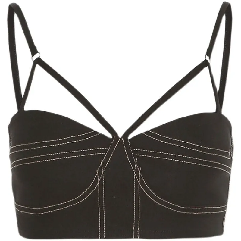 Summer black suspender women's blouse