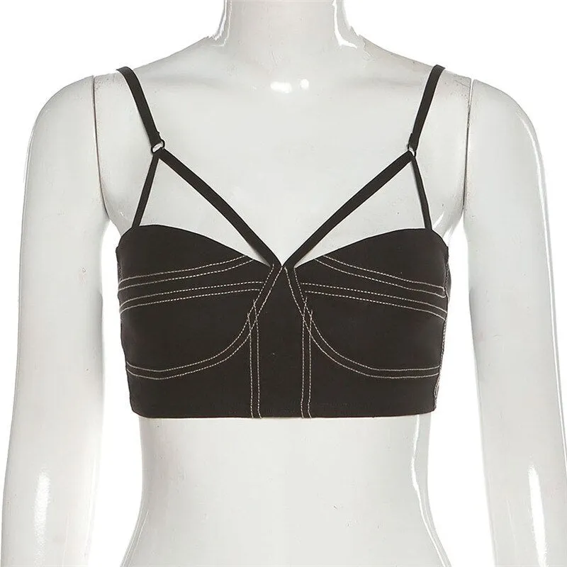 Summer black suspender women's blouse