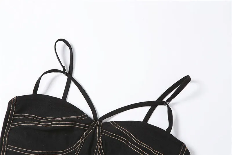 Summer black suspender women's blouse